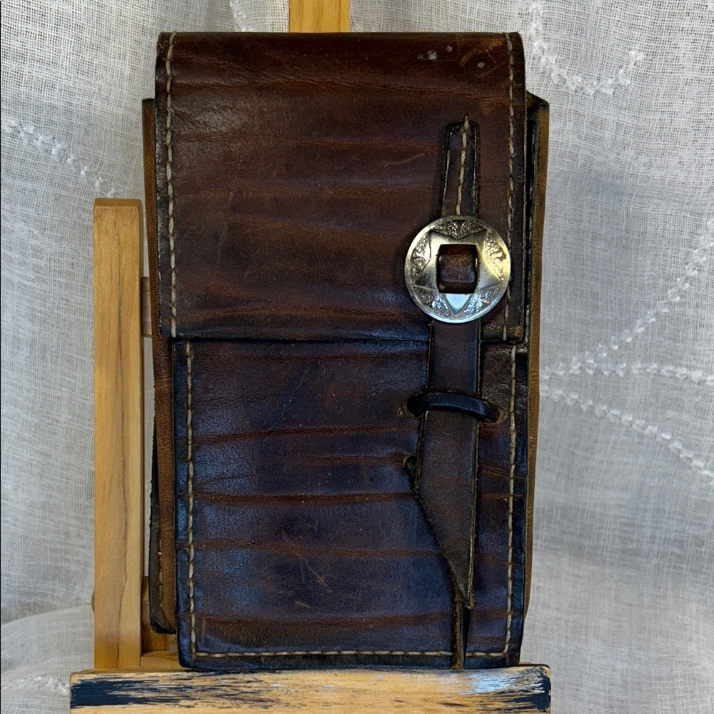 Handmade vintage antique leather belt / saddle pouch